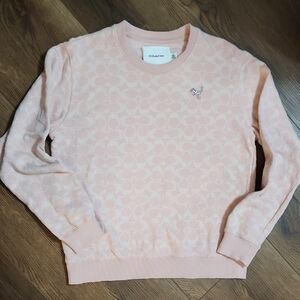 COACH Pink Rexy Signature Sweater